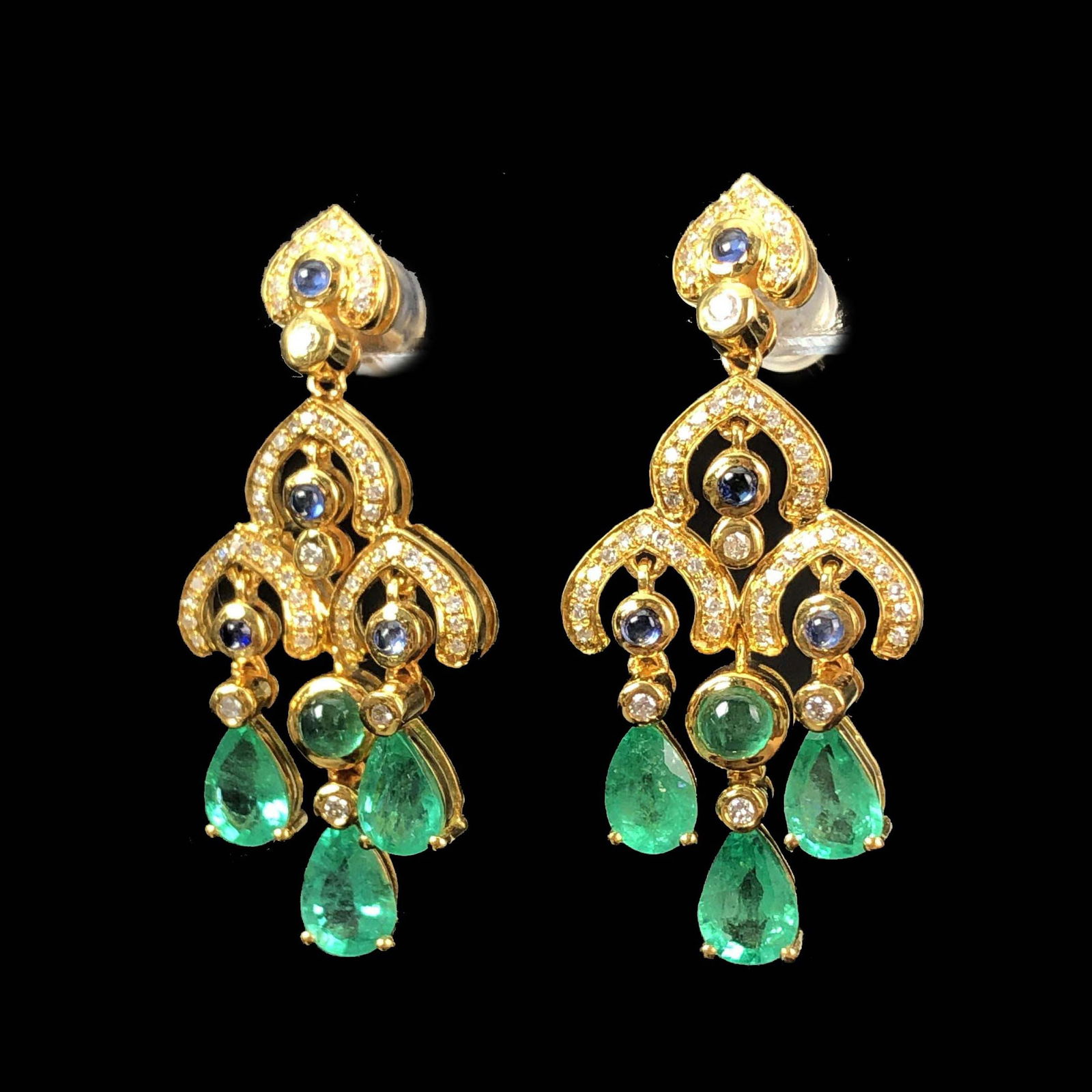 14k Gold 3.71 Ctw Natural Emerald & Diamond Earrings - 3