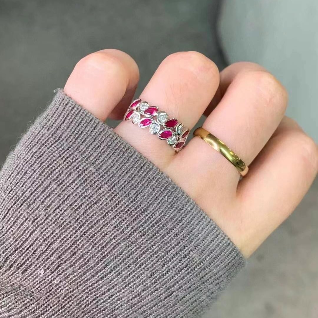 14k Gold 1.53 Ctw Natural Ruby & Diamond Ring - 6