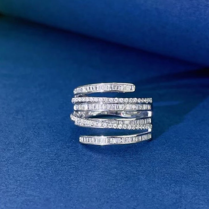 14k Gold 0.74 Ctw Natural H Diamond Ring: Ref:230969165 // gold content:14k gold // ring size:7. 25us // // main gemstone:diamond // shape:baguette // carat weight:0. 52ct // clarity grade:vs-si // color:h // treatment:natural // //