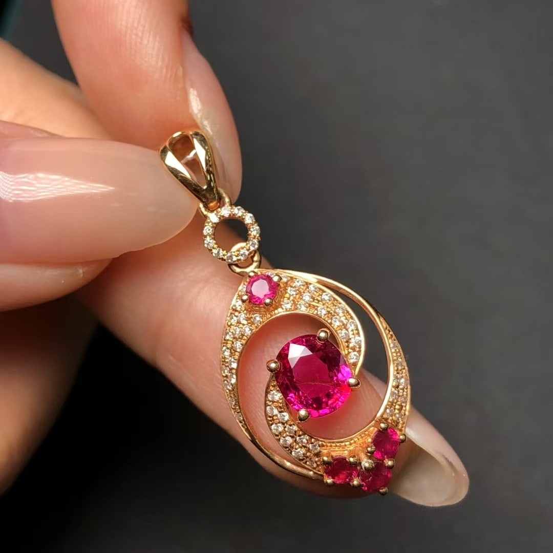 14k Gold 1.13 Ctw Natural Ruby & Diamond Pendant( Without Chain ): Ref:230969170 // gold content:14k gold // main gemstone:ruby // shape:multiply // carat weight:0. 95ct // color:red // treatment:natural // // adjacent gemstone 2 : diamond // shape:round // carat