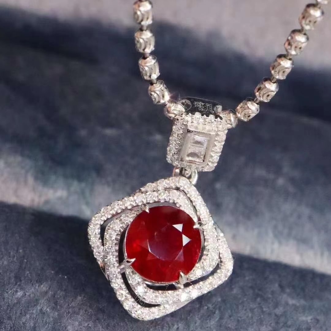 14k Gold 1.61 Ctw Natural Ruby & Diamond Pendant( Without Chain ): Ref:230969191 // gold content:14k gold // main gemstone:ruby // shape:round // carat weight:1. 19ct // color:pigeonblood red // treatment:natural // cut grade:g // // adjacent gemstone 2 : diamond