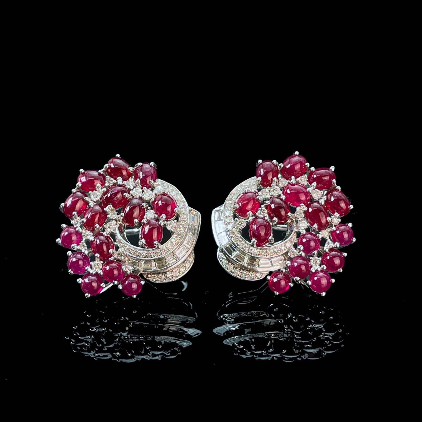 14k Gold 7.71 Ctw Natural Ruby & Diamond Earrings - 3