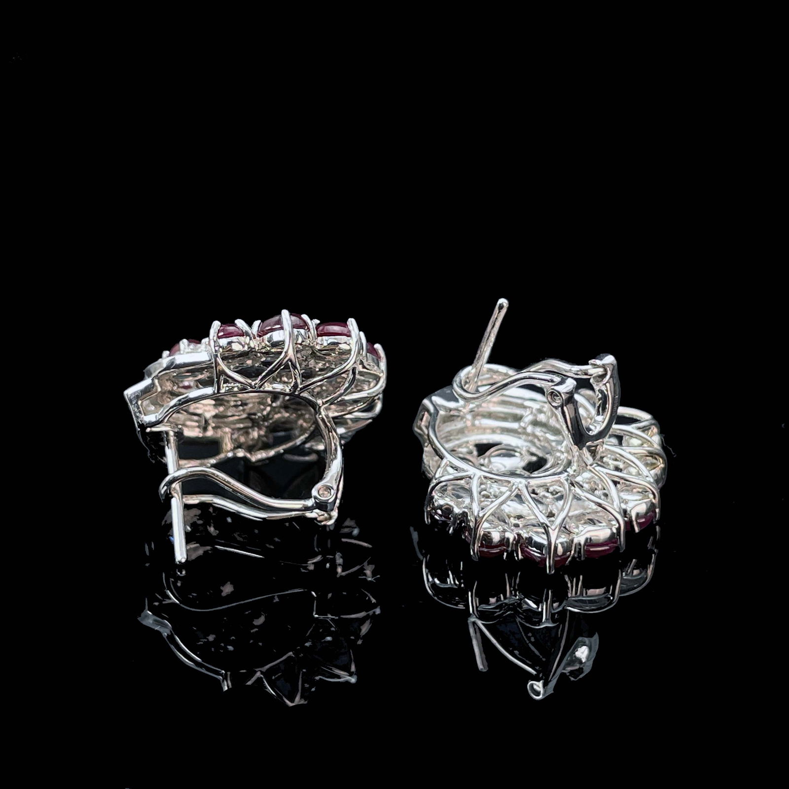 14k Gold 7.71 Ctw Natural Ruby & Diamond Earrings - 5