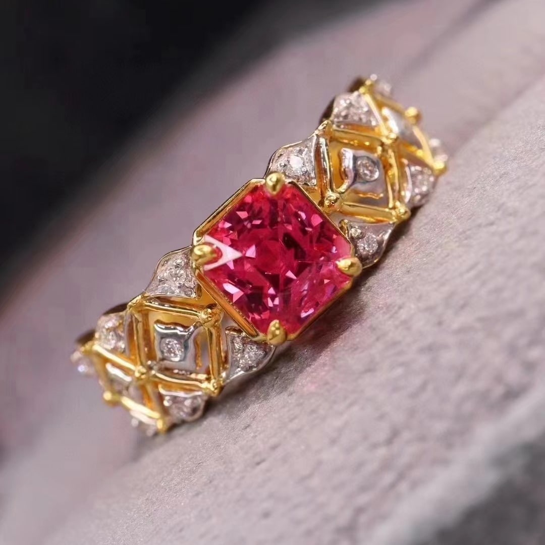 14k Gold 1.29 Ctw Natural Spinel & Diamond Ring - 2