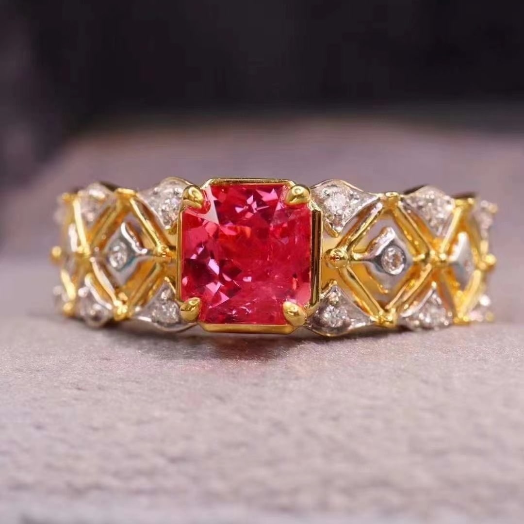 14k Gold 1.29 Ctw Natural Spinel & Diamond Ring - 4