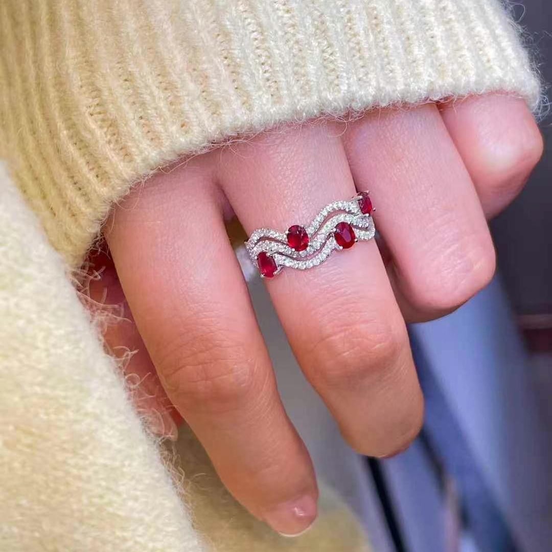 14k Gold 0.9 Ct Natural Ruby & Diamond Ring - 4