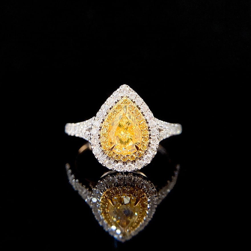 14k Gold 1.48 Ctw Natural Yellow Diamond & Diamond Ring (1 of 6)