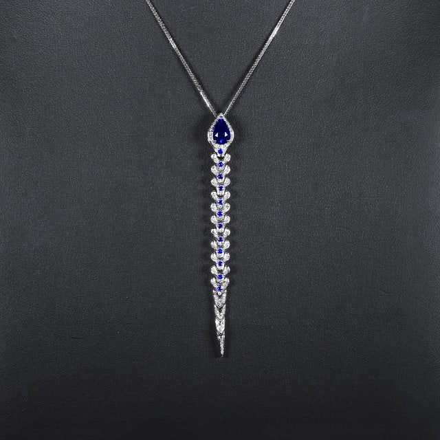 14k Gold 1.44 Ctw Natural Sapphire & Diamond Pendant( Without Chain ): Ref:230970031 // gold content:14k gold // main gemstone:sapphire // shape:pear // carat weight:1. 12ct // color:royal blue // treatment:natural // // adjacent gemstone 2 : diamond // number of