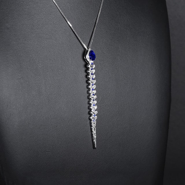 14k Gold 1.44 Ctw Natural Sapphire & Diamond Pendant( Without Chain ) - 3