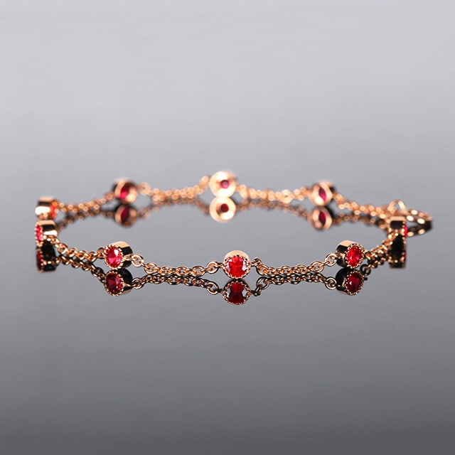 14k Gold 0.93 Ct Natural Ruby Bracelet - 2