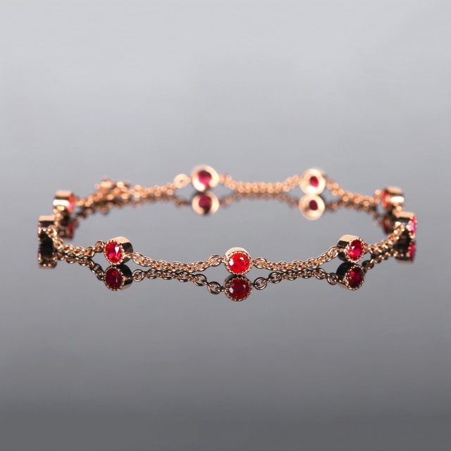 14k Gold 0.93 Ct Natural Ruby Bracelet - 3