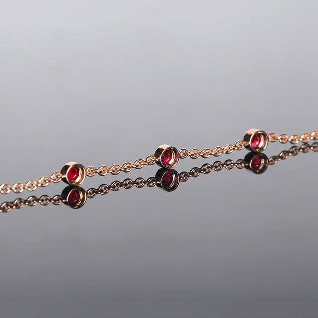 14k Gold 0.93 Ct Natural Ruby Bracelet - 4