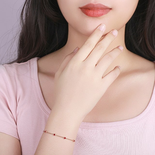 14k Gold 0.93 Ct Natural Ruby Bracelet - 5