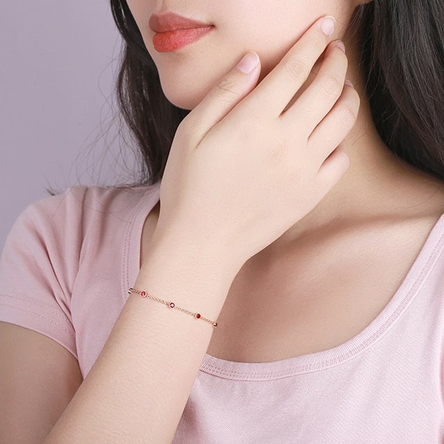 14k Gold 0.93 Ct Natural Ruby Bracelet - 6