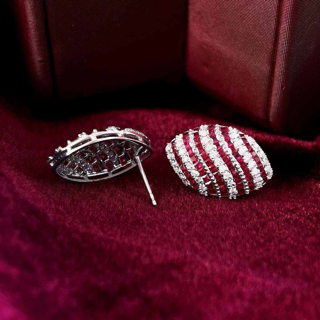 14k Gold 2.88 Ctw Natural Ruby & Diamond Earrings - 3