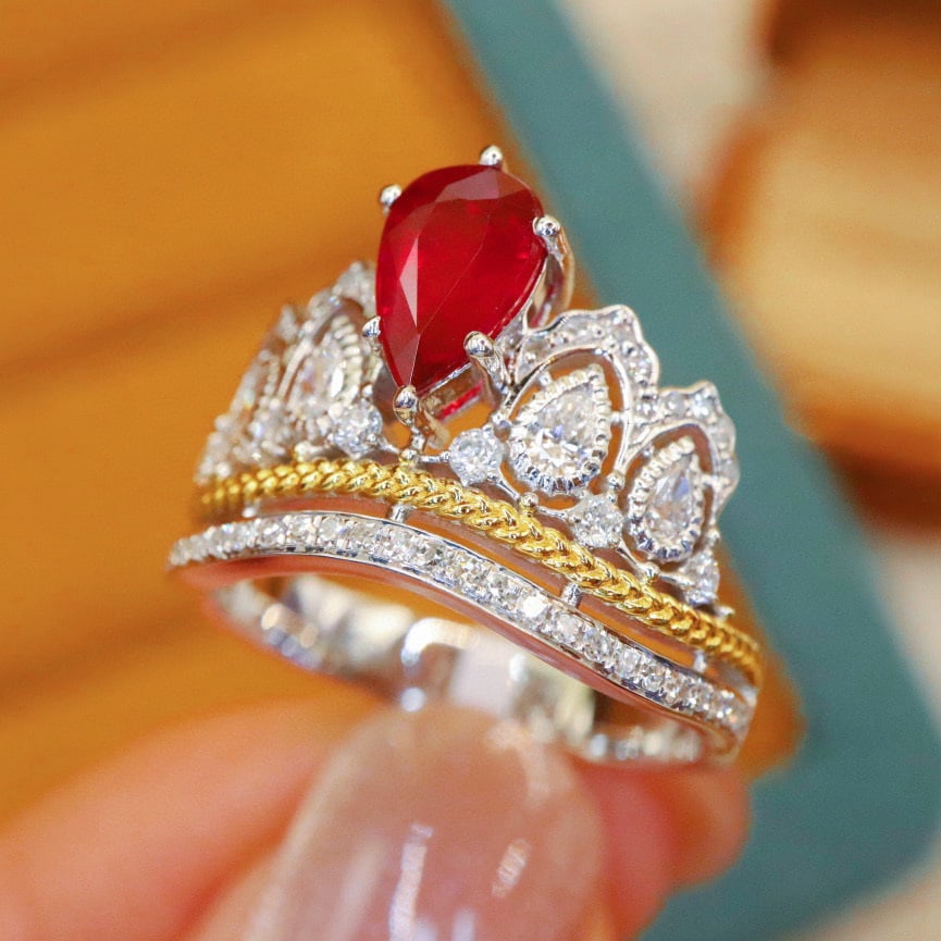 14k Gold 1.50 Ctw Natural Ruby & Diamond Ring - 4