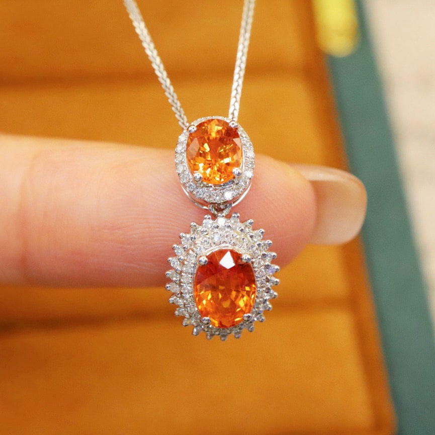 14k Gold 2.22 Ctw Natural Sapphire & Diamond Pendant( Without Chain ) - 4