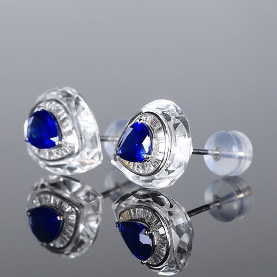 14k Gold 1.64 Ctw Natural Sapphire & Diamond Earrings - 2