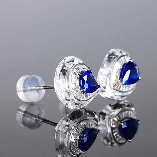 14k Gold 1.64 Ctw Natural Sapphire & Diamond Earrings - 3