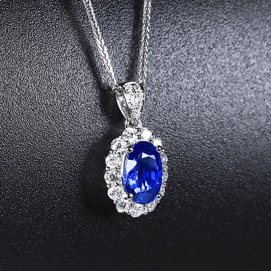 14k Gold 1.35 Ctw Natural Sapphire & Diamond Pendant( Without Chain ) - 3