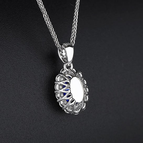 14k Gold 1.35 Ctw Natural Sapphire & Diamond Pendant( Without Chain ) - 4