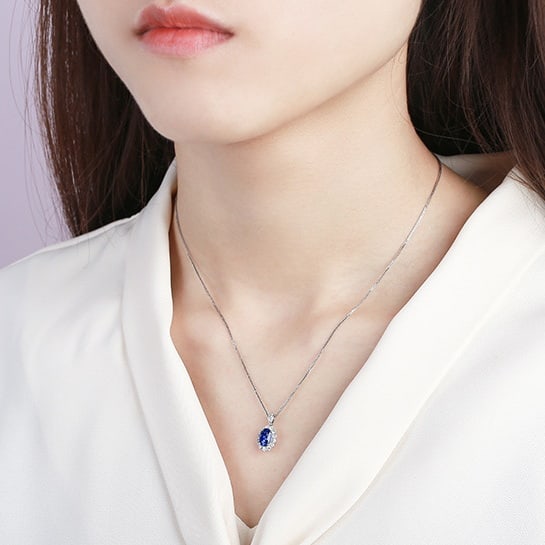 14k Gold 1.35 Ctw Natural Sapphire & Diamond Pendant( Without Chain ) - 6