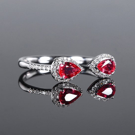 14k Gold 0.69 Ctw Natural Ruby & Diamond Ring - 2