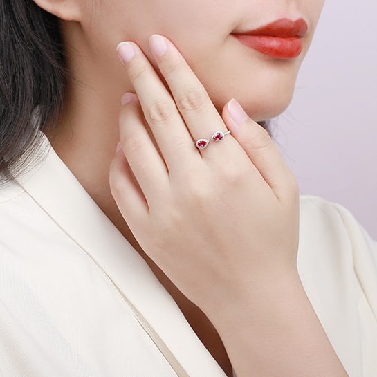 14k Gold 0.69 Ctw Natural Ruby & Diamond Ring - 6