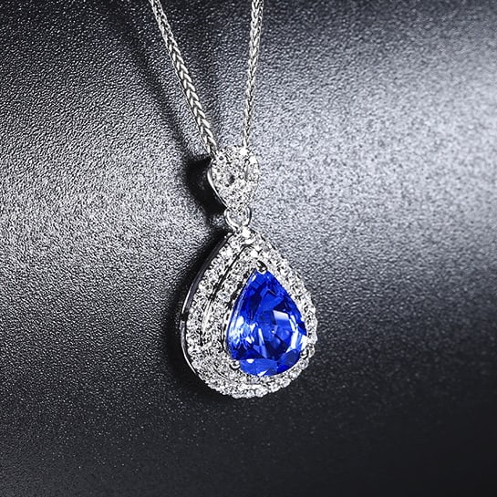 14k Gold 1.93 Ctw Natural Sapphire & Diamond Pendant( Without Chain ) - 3
