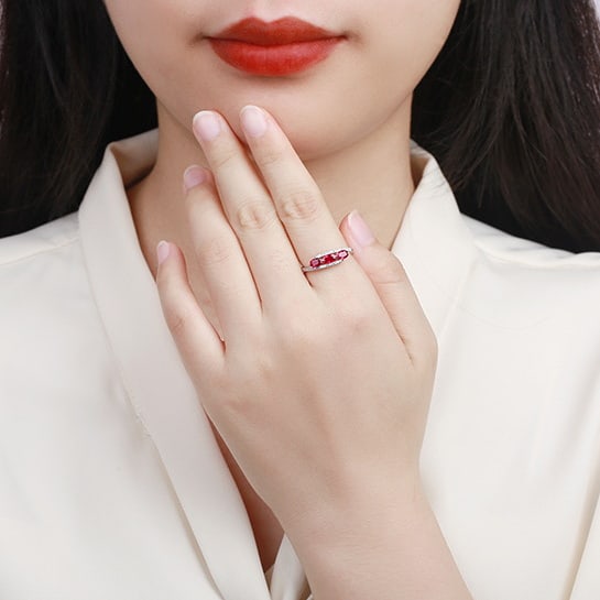 14k Gold 0.95 Ctw Natural Ruby & Diamond Ring - 5