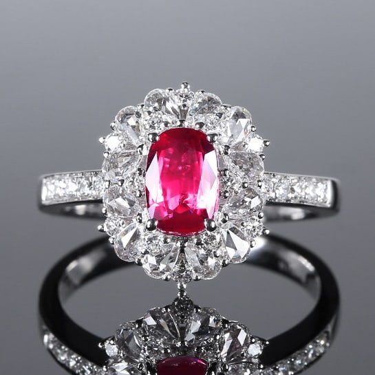 14k Gold 1.71 Ctw Natural Ruby & Diamond Ring: Ref:230970134 // gold content:14k gold // ring size:7. 25us // // main gemstone:ruby // shape:oval // carat weight:1. 07ct // color:red // treatment:natural // // adjacent gemstone 2 : diamond // numb