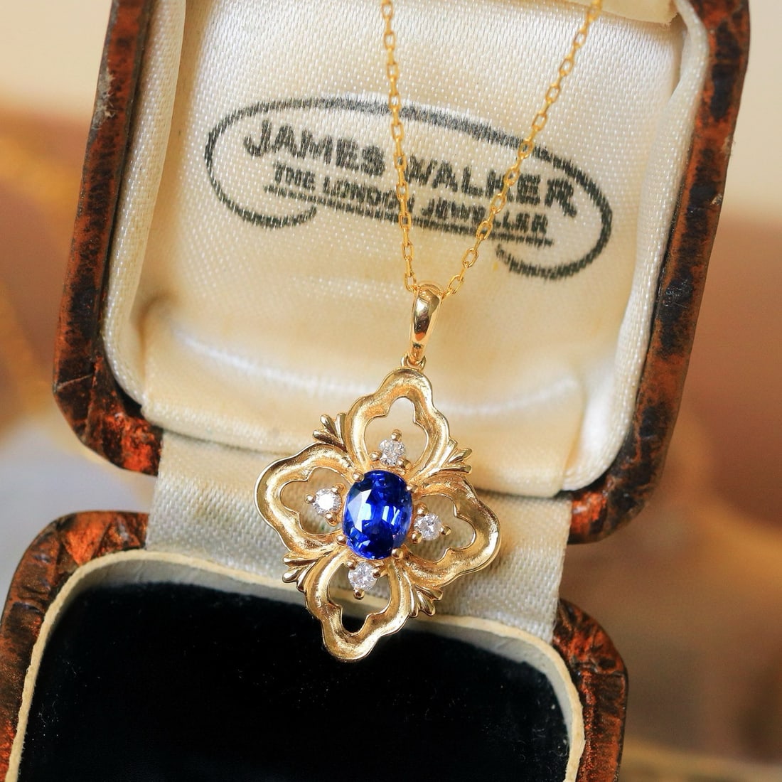 14k Gold 0.65 Ctw Natural Sapphire & Diamond Pendant( Without Chain ) - 3