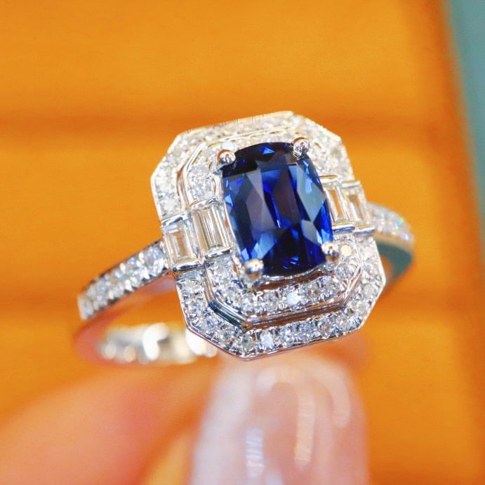 14k Gold 1.51 Ctw Natural Sapphire & Diamond Ring - 3