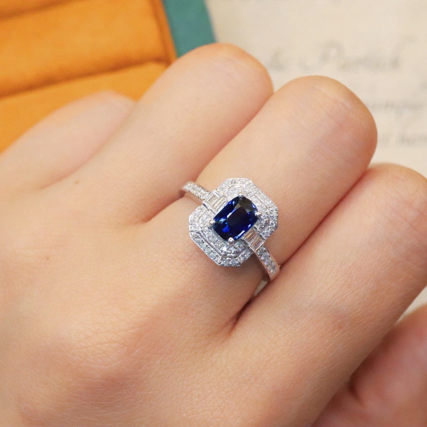 14k Gold 1.51 Ctw Natural Sapphire & Diamond Ring - 5