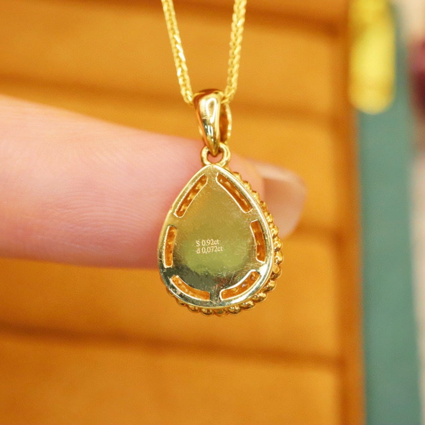 14k Gold 0.99 Ctw Natural Padparadscha Sapphire & Diamond Pendant( Without Chain ) - 4