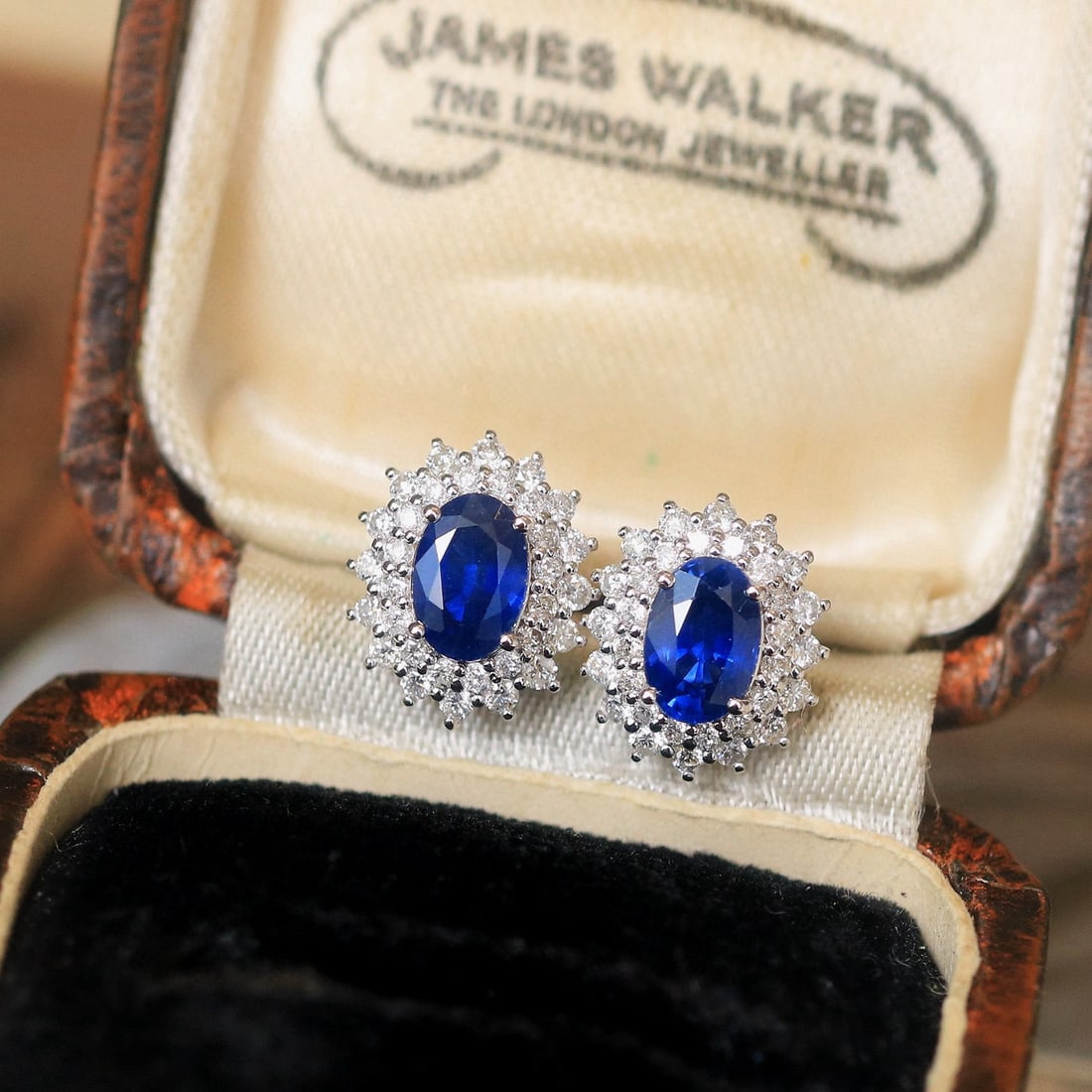 14k Gold 1.52 Ctw Natural Sapphire & Diamond Earrings - 2