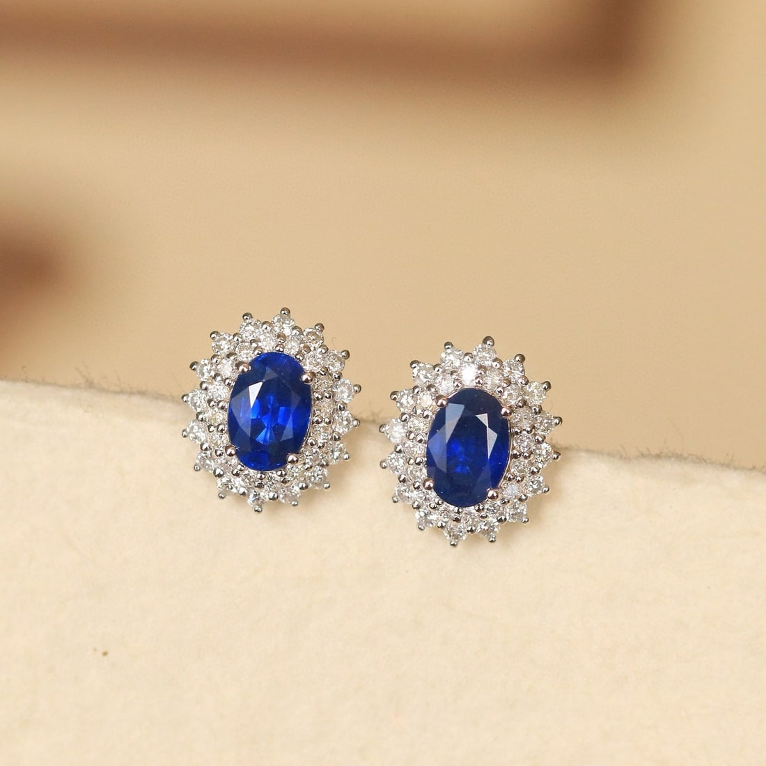14k Gold 1.52 Ctw Natural Sapphire & Diamond Earrings - 3