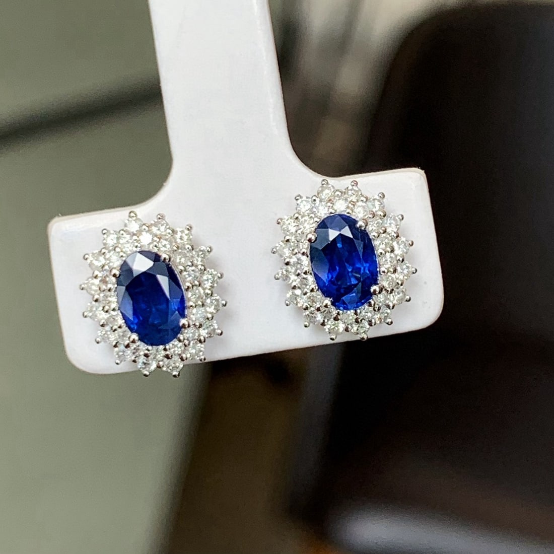14k Gold 1.52 Ctw Natural Sapphire & Diamond Earrings - 5