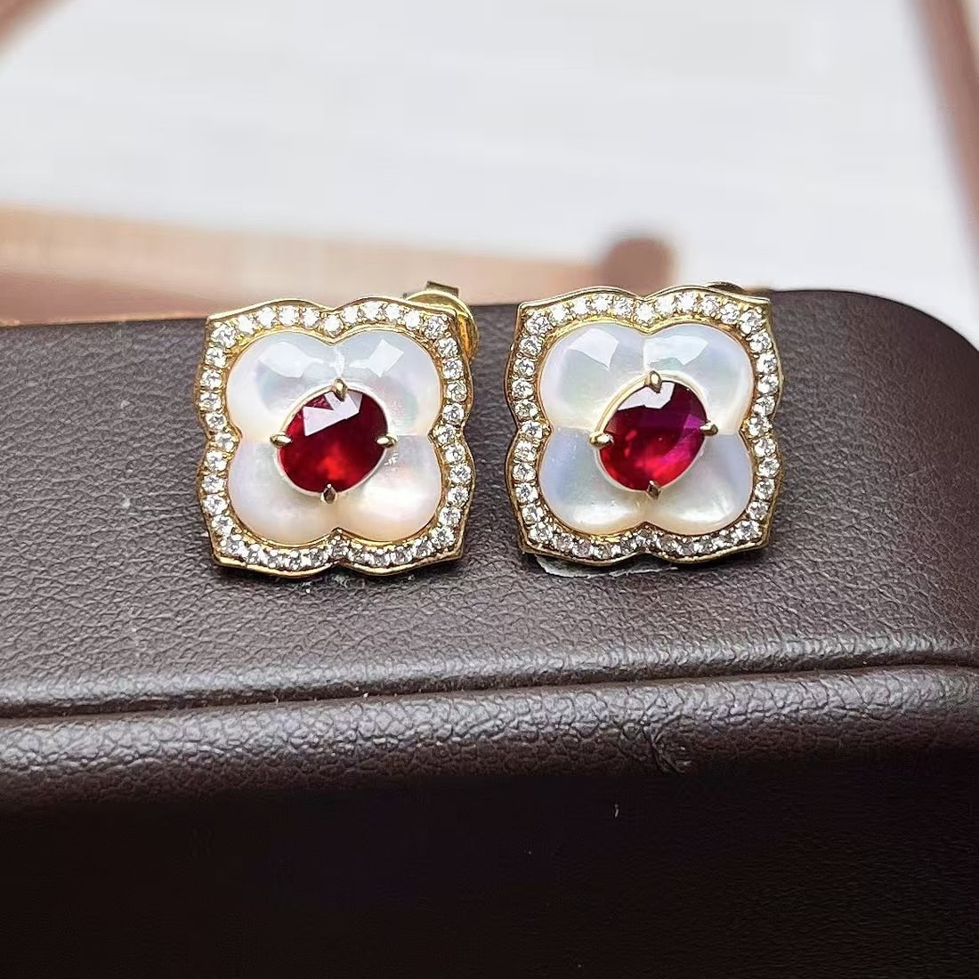 14k Gold 1.45 Ctw Natural Ruby & Diamond Earrings (1 of 4)