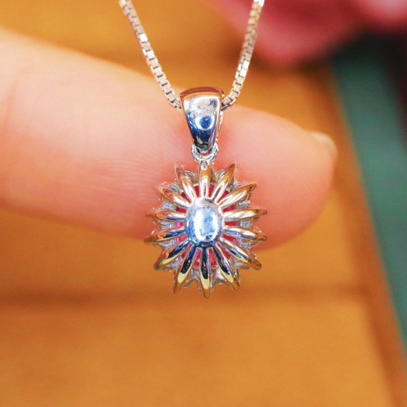 14k Gold 1.38 Ctw Natural Padparadscha Sapphire & Diamond Pendant( Without Chain ) - 4