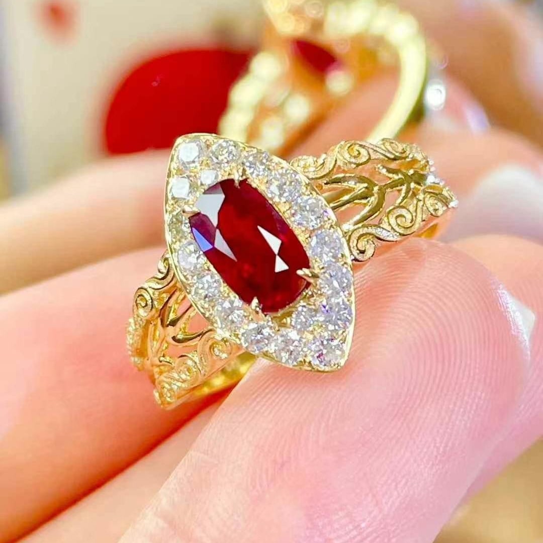 14k Gold 1 Ct Natural Ruby & Diamond Ring - 3