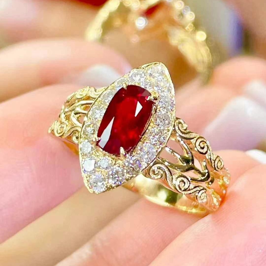 14k Gold 1 Ct Natural Ruby & Diamond Ring - 4