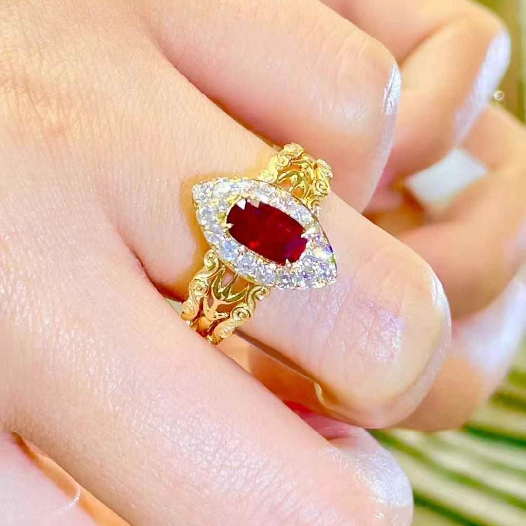 14k Gold 1 Ct Natural Ruby & Diamond Ring - 5