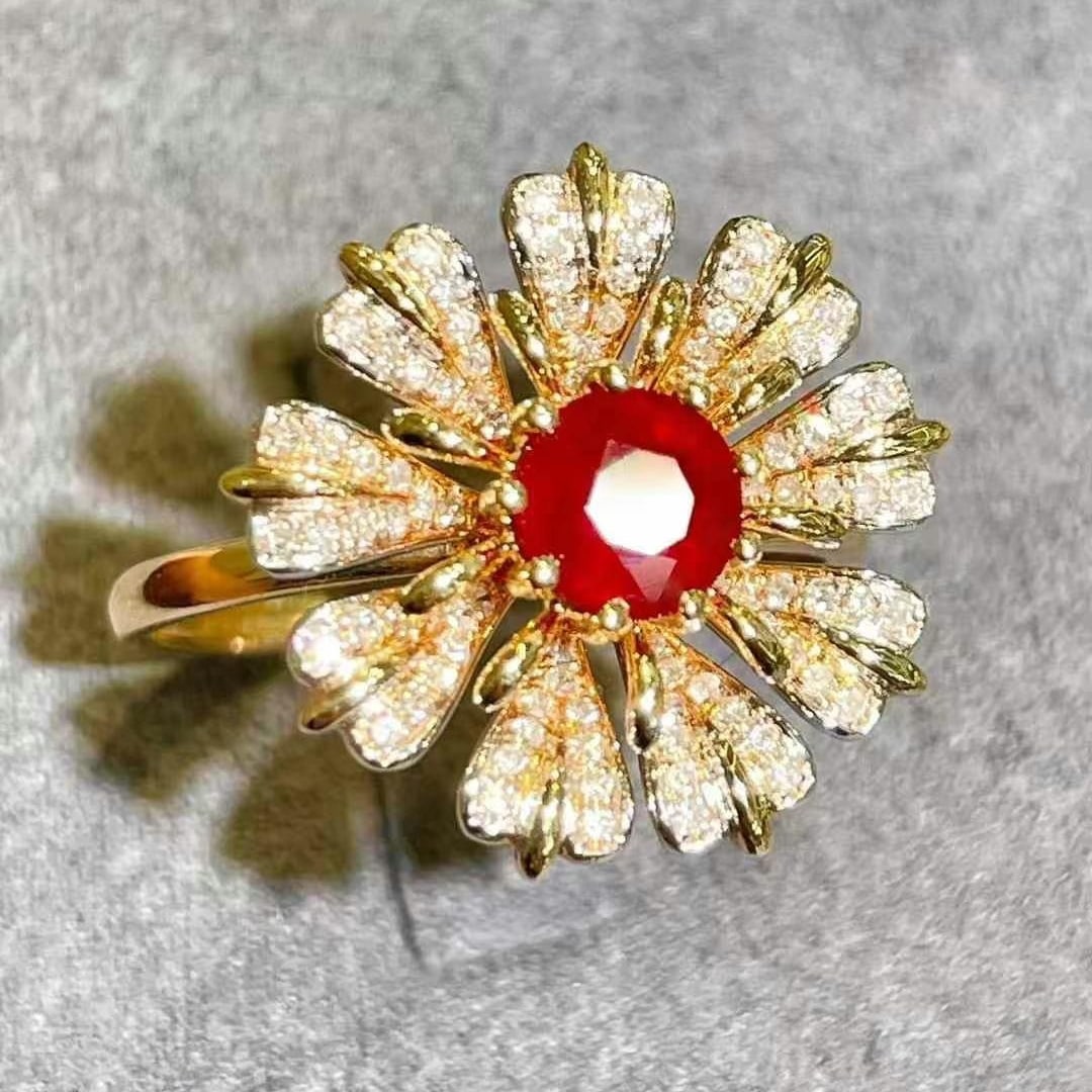 14k Gold 0.85 Ct Natural Ruby & Diamond Ring - 2