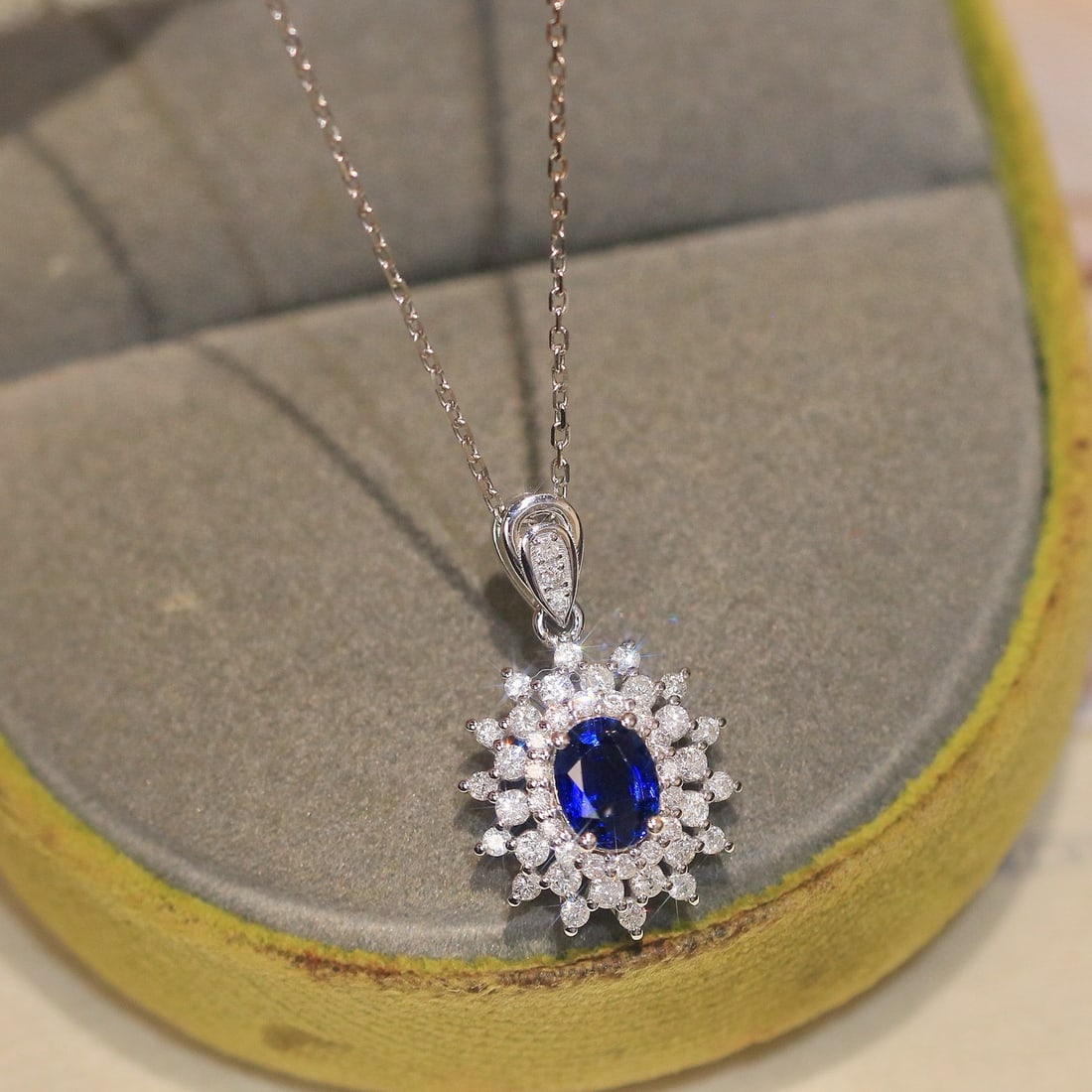 14k Gold 1.15 Ctw Natural Sapphire & Diamond Pendant( Without Chain ) - 3