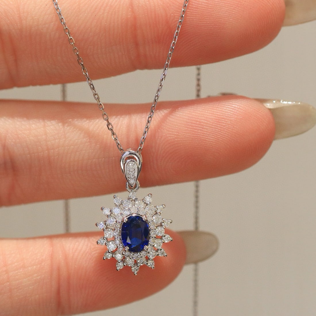 14k Gold 1.15 Ctw Natural Sapphire & Diamond Pendant( Without Chain ) - 6