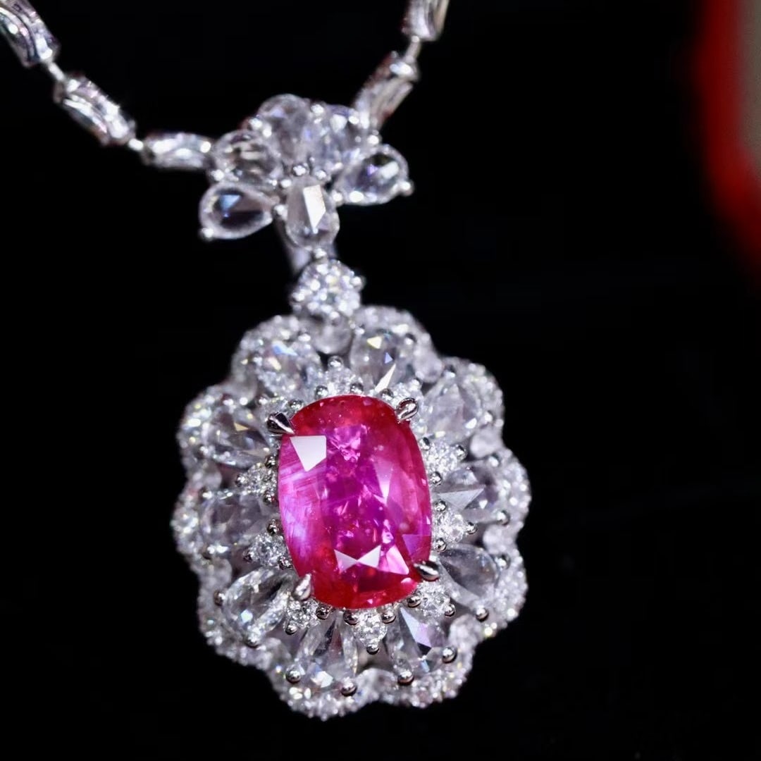 14k Gold 2.06 Ctw Natural Ruby & Diamond Pendant( Without Chain ) (1 of 7)