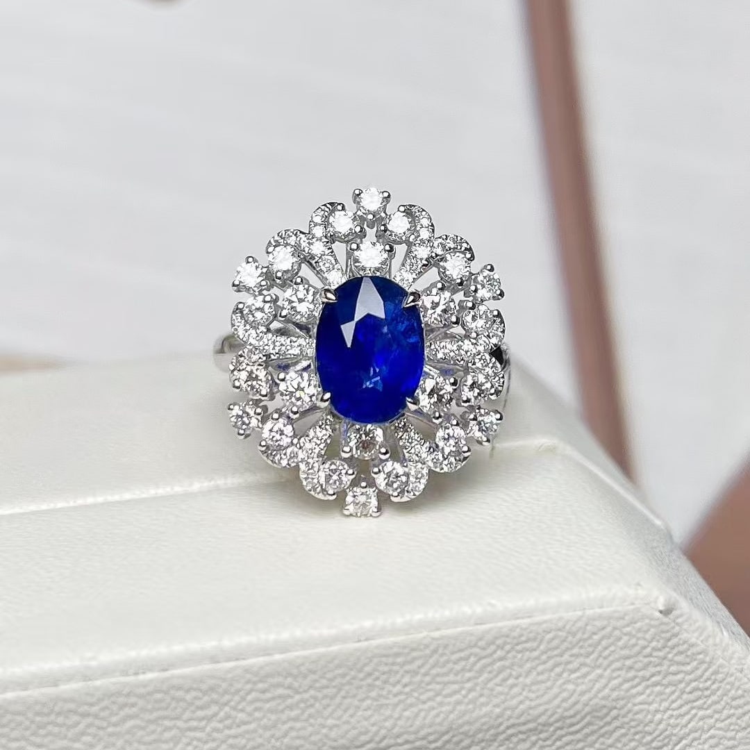 14k Gold 3.11 Ctw Natural Sapphire & Diamond Ring (1 of 4)