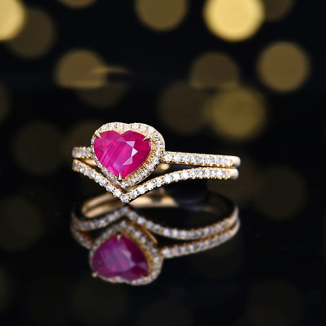14k Gold 1.15 Ctw Natural Ruby & Diamond Ring - 2