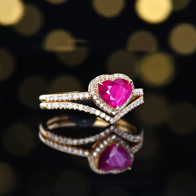 14k Gold 1.15 Ctw Natural Ruby & Diamond Ring - 3